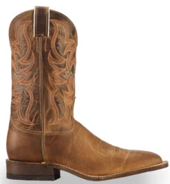 Justin Men's Bent Rail Distressed Cognac Western Boots - Broad Square Toe