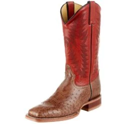 Justin Boots Men`s Vintage Mink Smooth Ostrich 13` Red Top Boot
