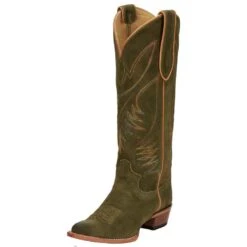 Justin Boots Womens Olive Suede Vintage Clara 15in Matching Top Boot