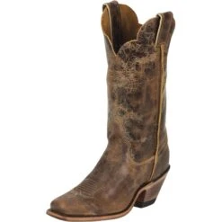 Justin Boots Women's Tan Road Brown-11in Matching Top Cowgirl Boots