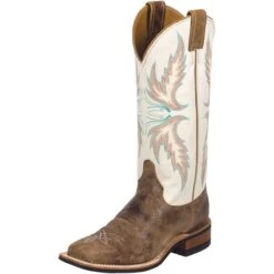 Justin Boots Women's Bent Rail Tan Puma Cowhide Cowgirl Boots
