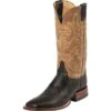 Justin Boots Men's Justin AQHA Remuda Series Black Smooth Ostrich Cowboy Boots