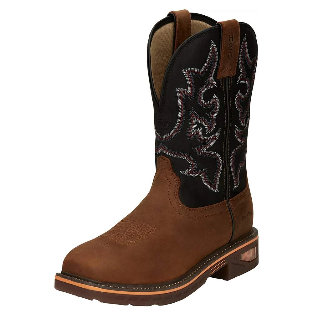 Justin Boots Men's Russett Resistor Caramel 13in. Black H20 Nano Comp Work Boot - Image 2