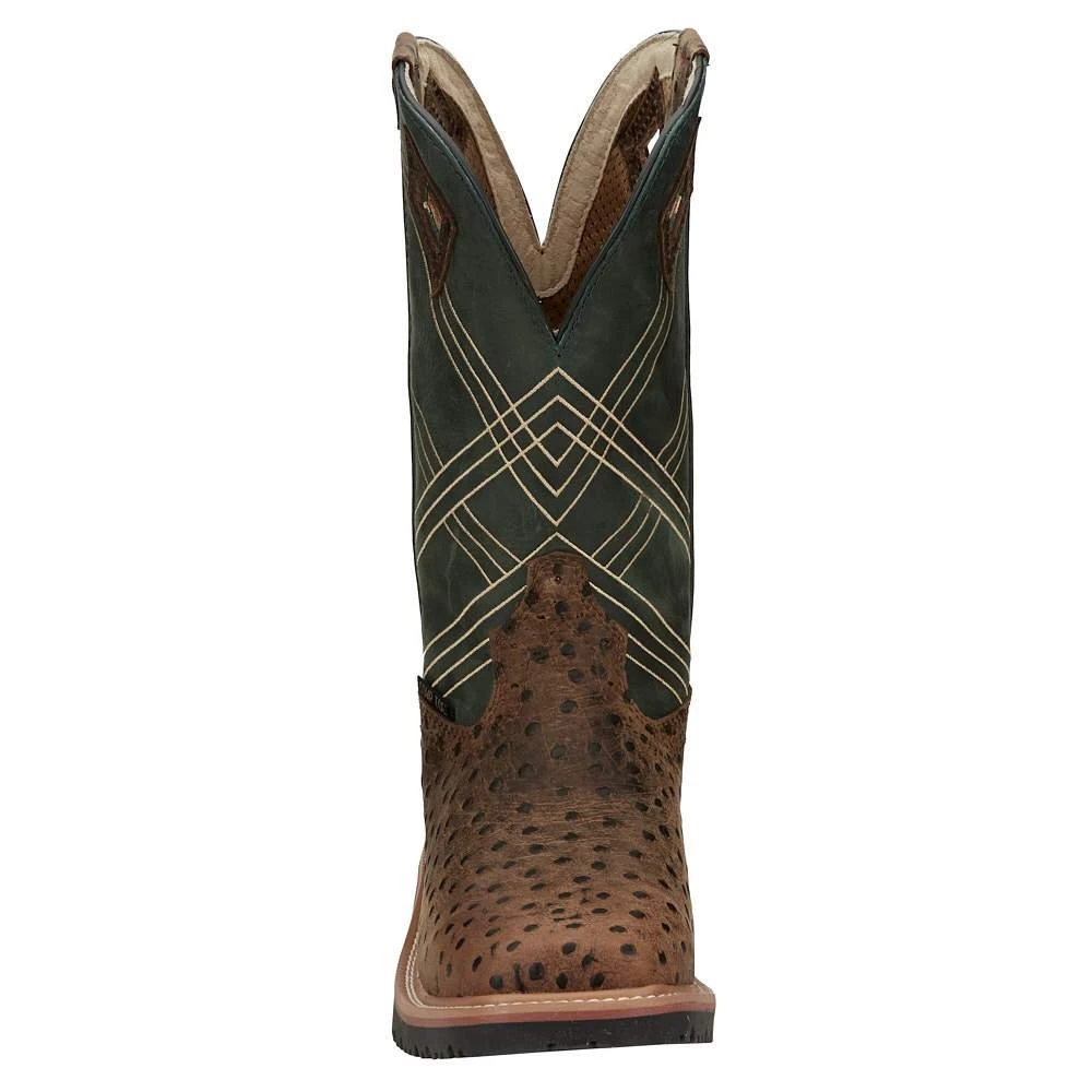 Justin Boots Men's Stampede Hybred Dalhart Brown Ostrich Print Nano Composite Waterproof Work Boot - Image 2