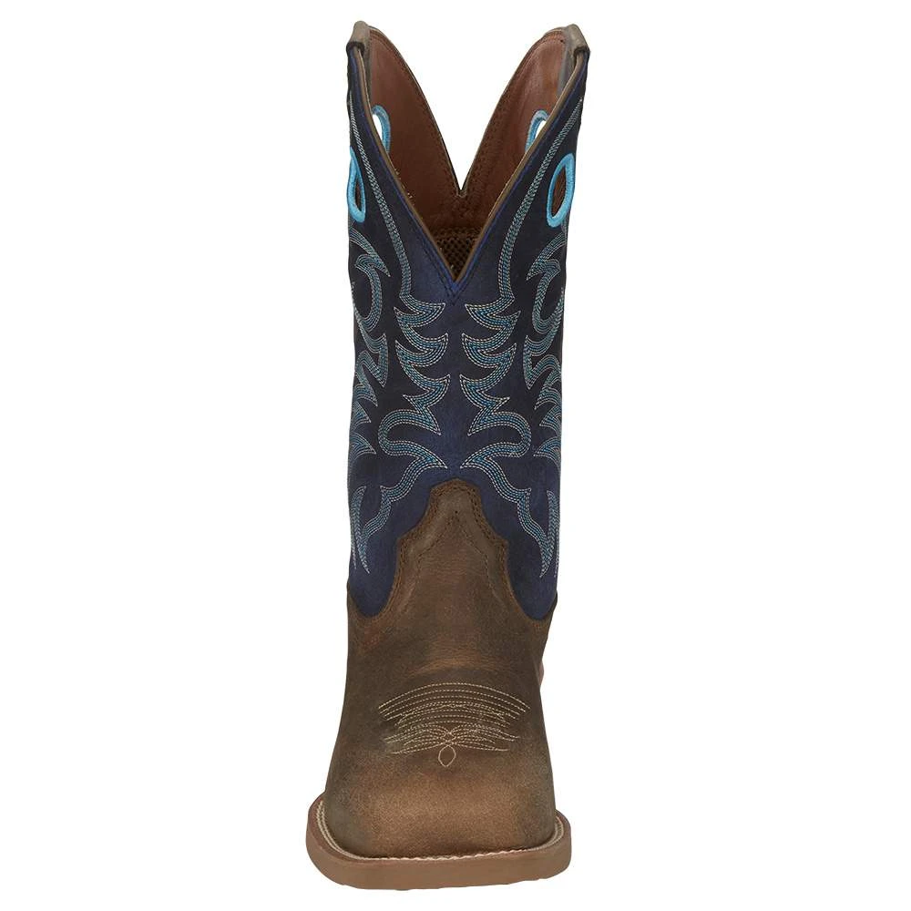 Justin Boots Men's Stampede Peanut Tan 12in Yale Blue Top Square Toe Boot - Image 2
