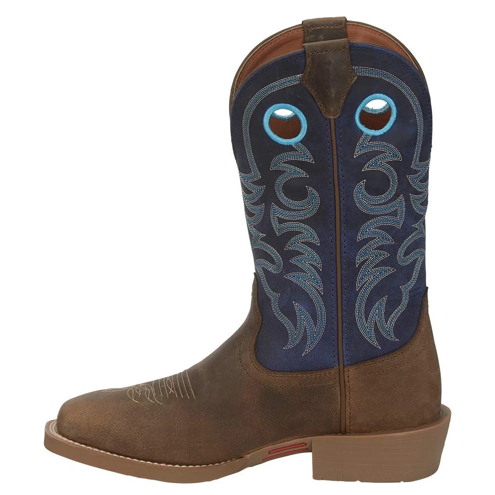Justin Boots Men's Stampede Peanut Tan 12in Yale Blue Top Square Toe Boot - Image 3