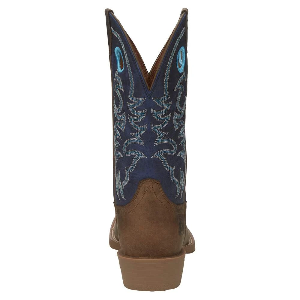 Justin Boots Men's Stampede Peanut Tan 12in Yale Blue Top Square Toe Boot - Image 4