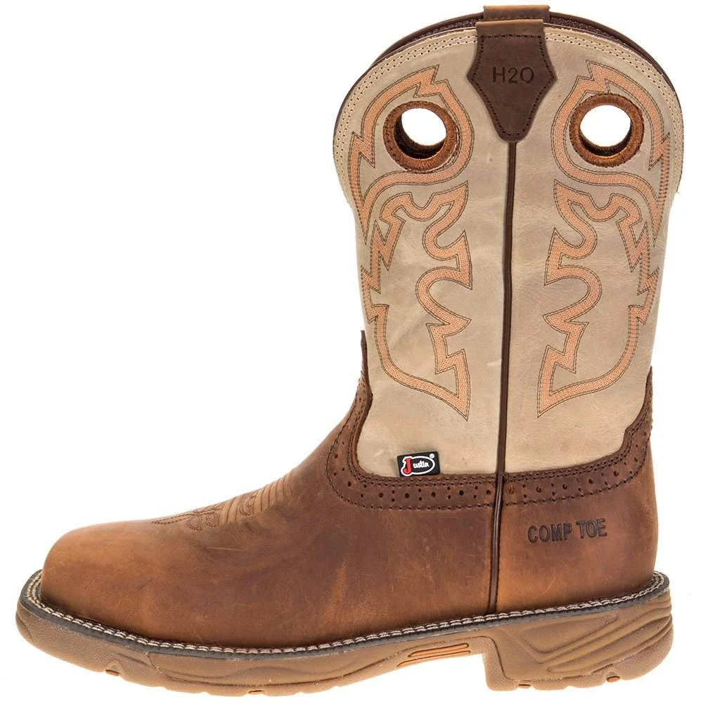 Justin Boots Men's Justin Stampede Rush Rust 11in. Cream Maldova Top Comp Toe Work Boot - Image 3